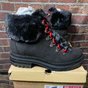 New Sugar Black/ Red Hiking Boots